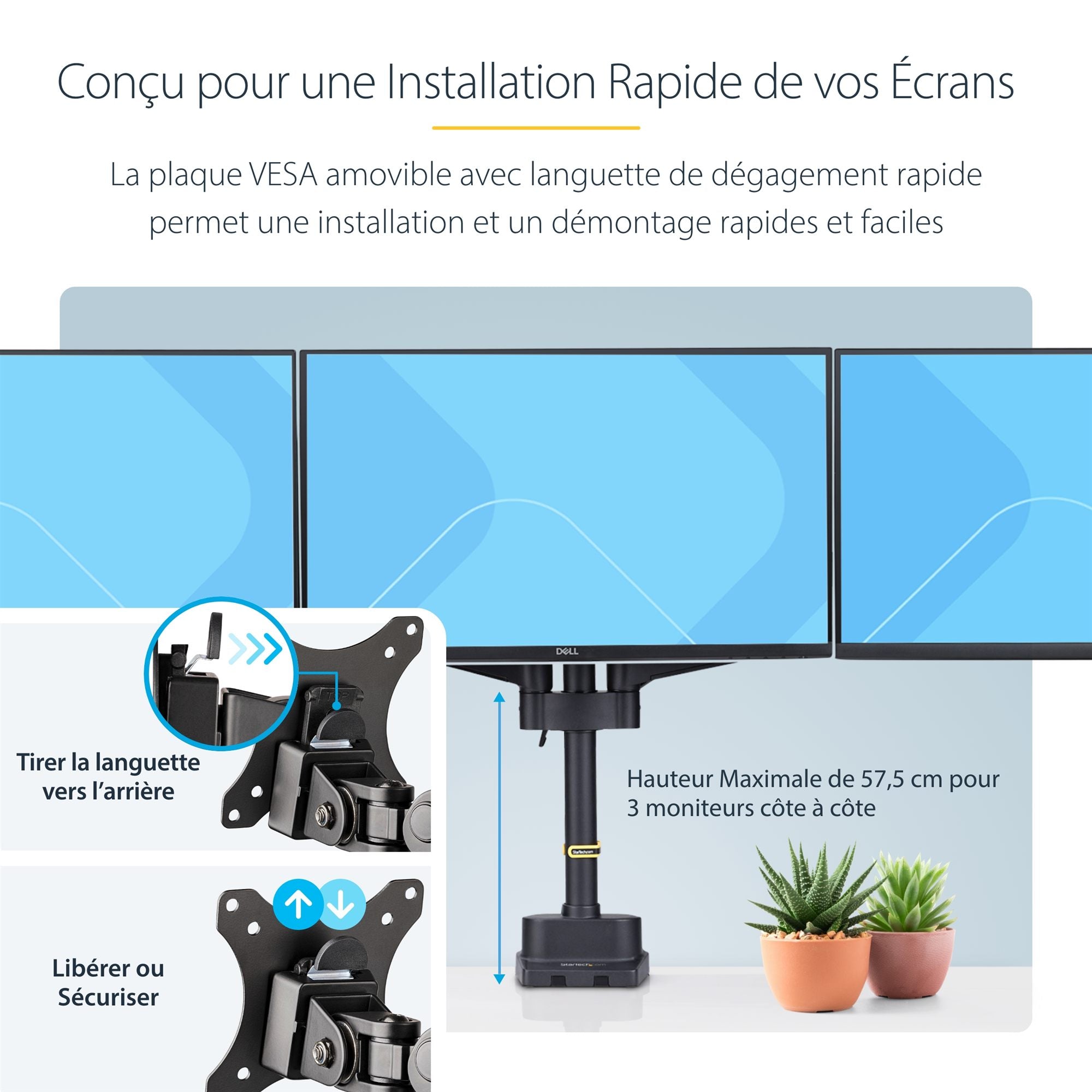 Triple Monitor Desk Mount 27in Screens