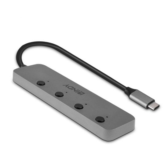 LINDY 4 Port USB 3.2 Type C Hub with On/Off Switches
