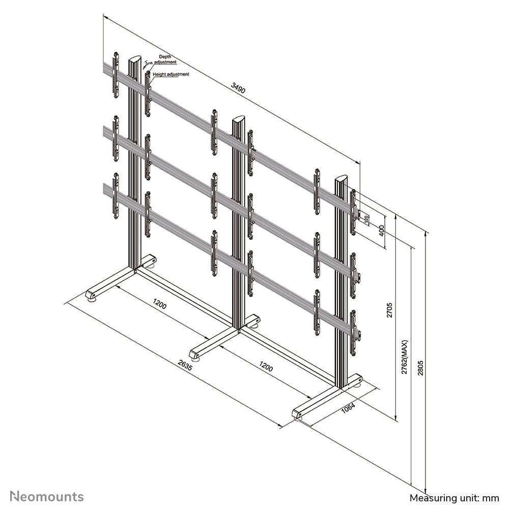 NeoMounts PRO Mb F/Scr Troll-3x3 3h3v b1