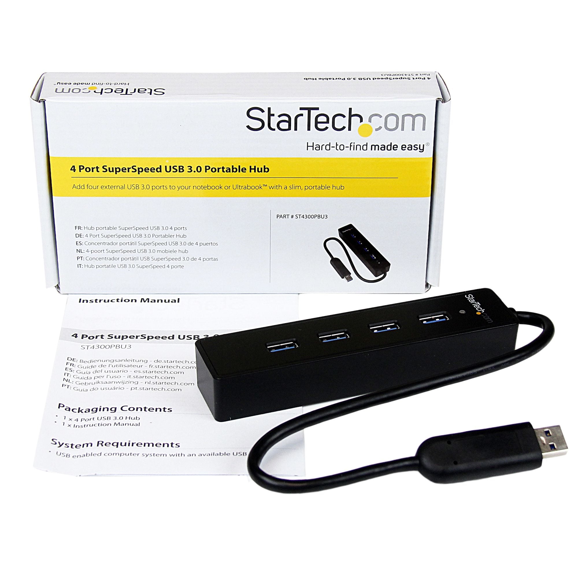 4 Port SuperSpeed Portable USB 3.0 Hub