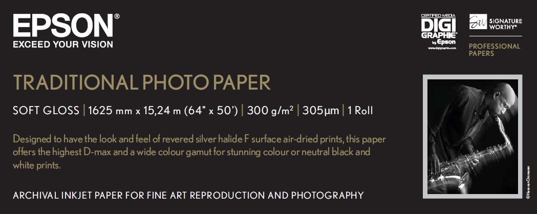EPSON S045107 Traditional photo  papier inkjet 300g/m2 1626mm x 15m 1 rouleau pack de 1