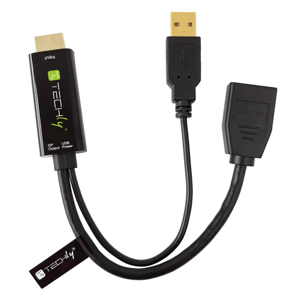 Techly ICOC HDMI-DP12A Adaptateur HDMI vers DisplayPort alimenté par USB 4K*30Hz M/F