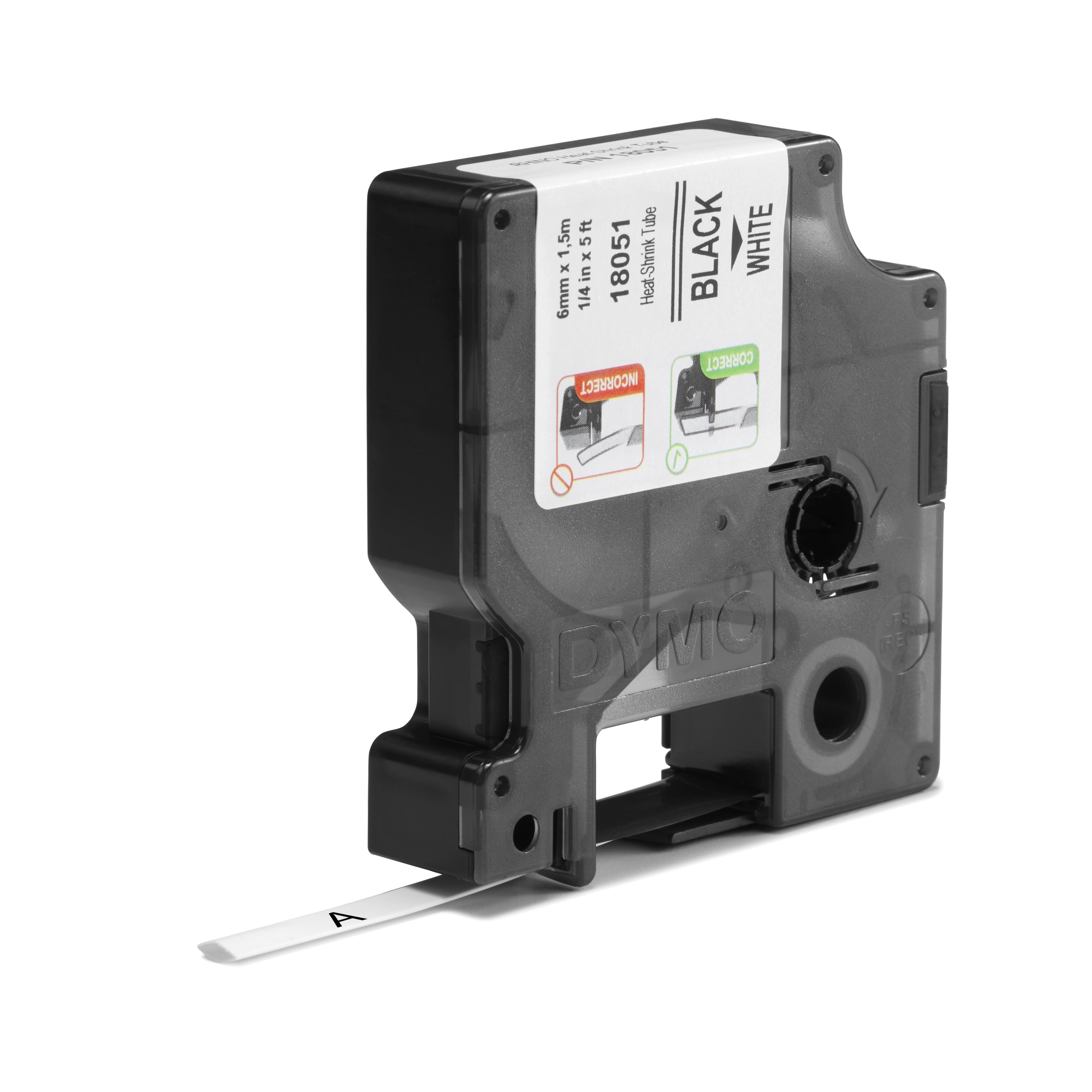 DYMO Rhino Etiquette industrielle gaine thermorétractable 6mm x 1,5m noir/blanc