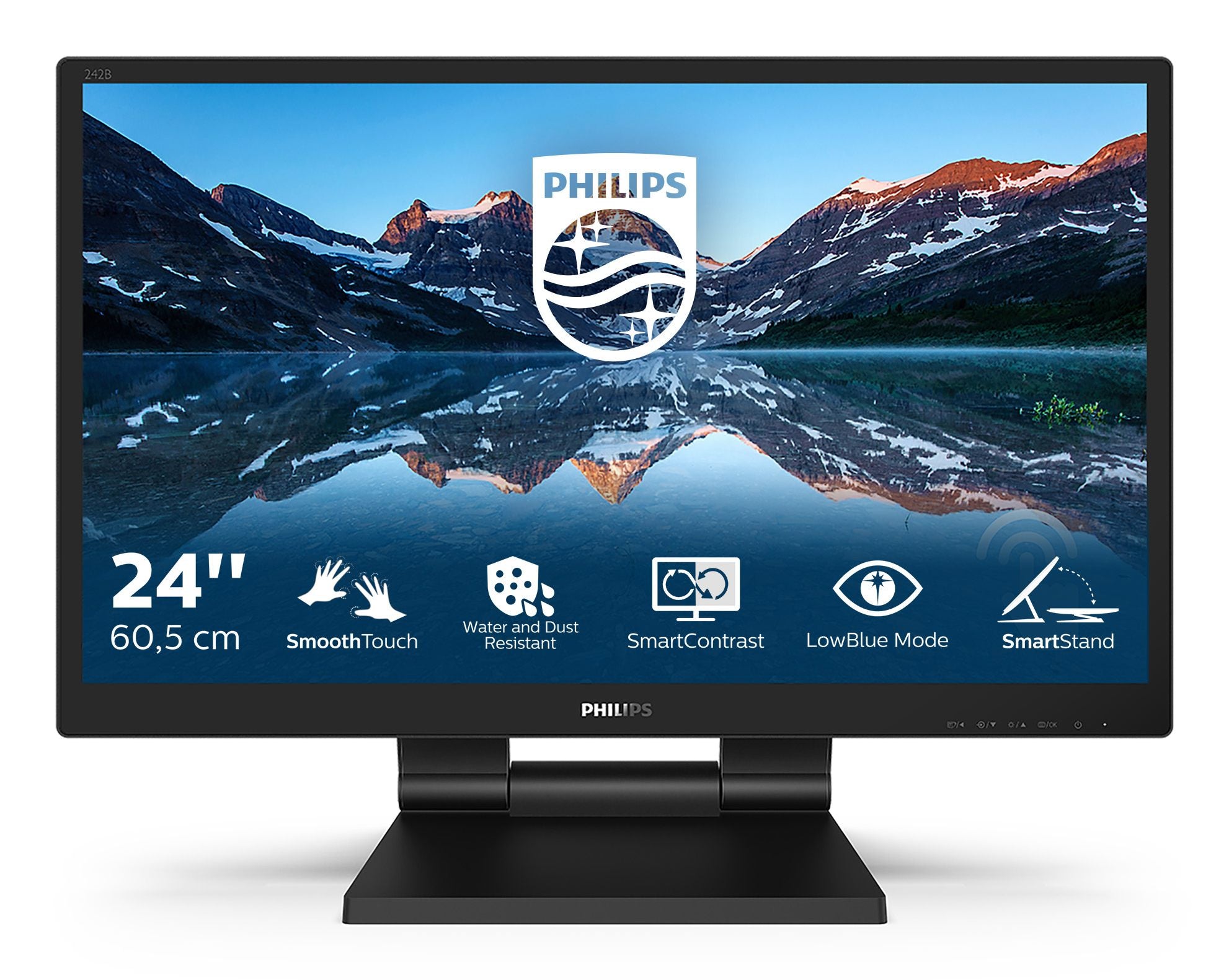 PHILIPS 242B9T 24" - écran tactile - 1920 x 1080 Full HD (1080p) @ 60 Hz - IPS - 250 cd/m² - 1000:1 - 5 ms - HDMI, DVI-D, VG DP,HP