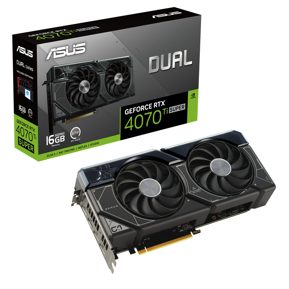 ASUS Dual GeForce RTX 4070 Ti SUPER 16Go GDDR6X PCIe 4.0 HDMI 2.1a DisplayPort 1.4a