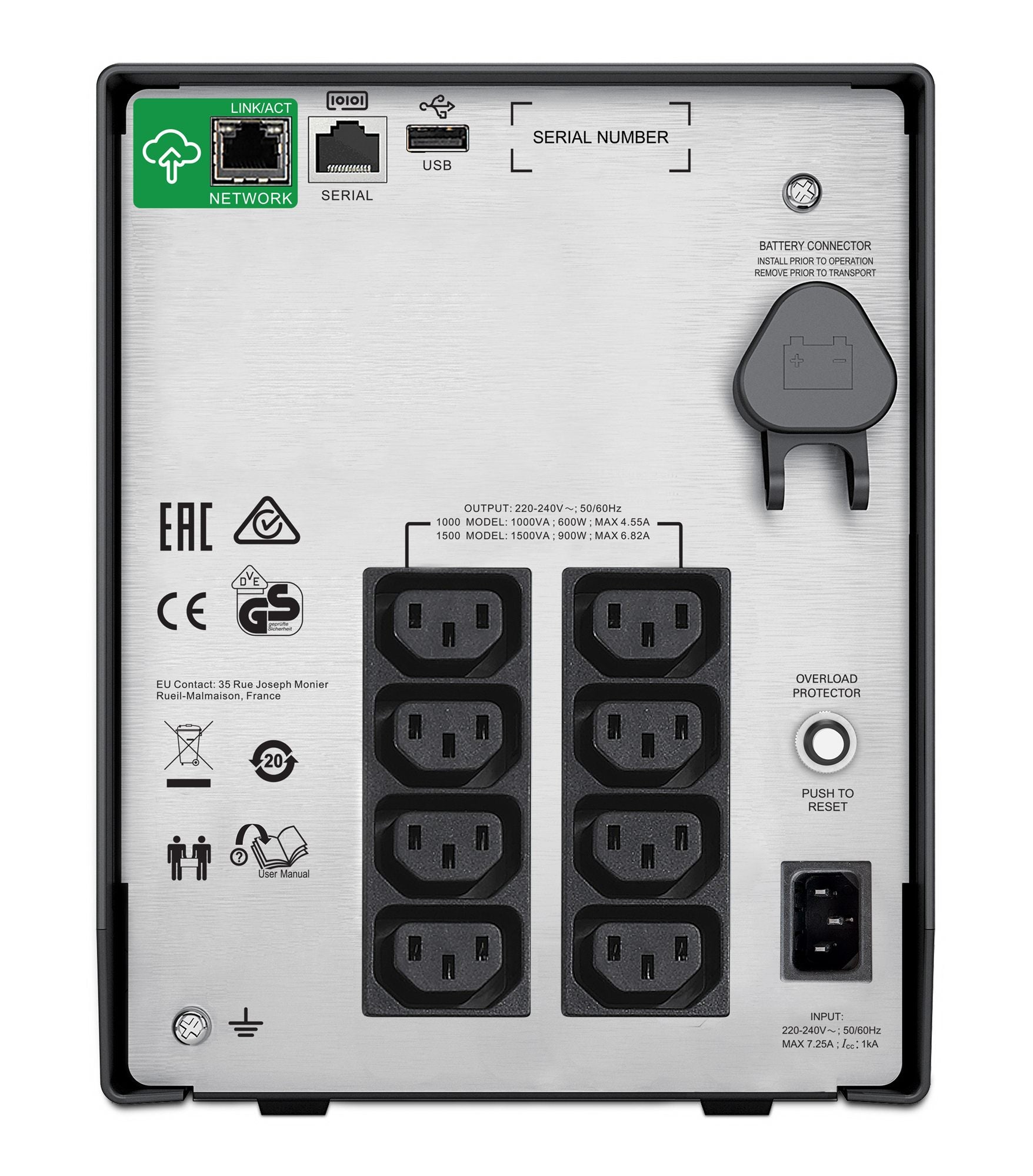 APC Smart-UPS C 1500VA LCD UPS AC 230V 900Watt 1500VA USB output connectors 8 Black with APC SmartConnect