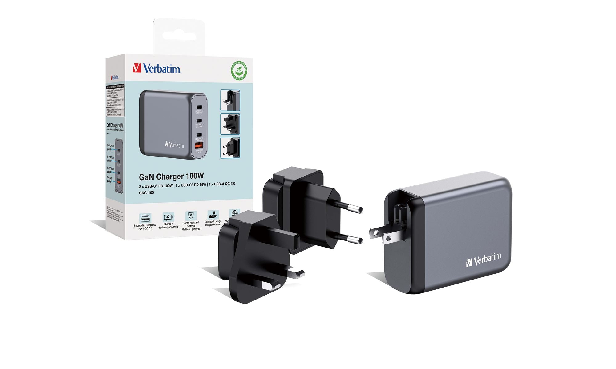 GNC-100 GaN Charger 4 Port 100W USB A/C