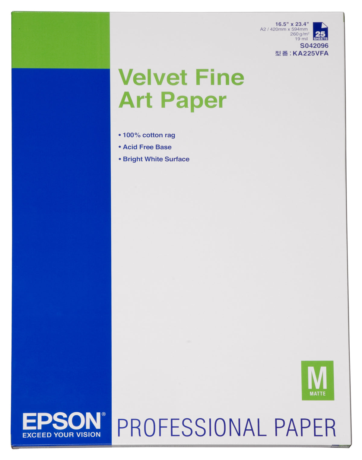 Paper/Velvet FineArt A2 260gm2 25sh