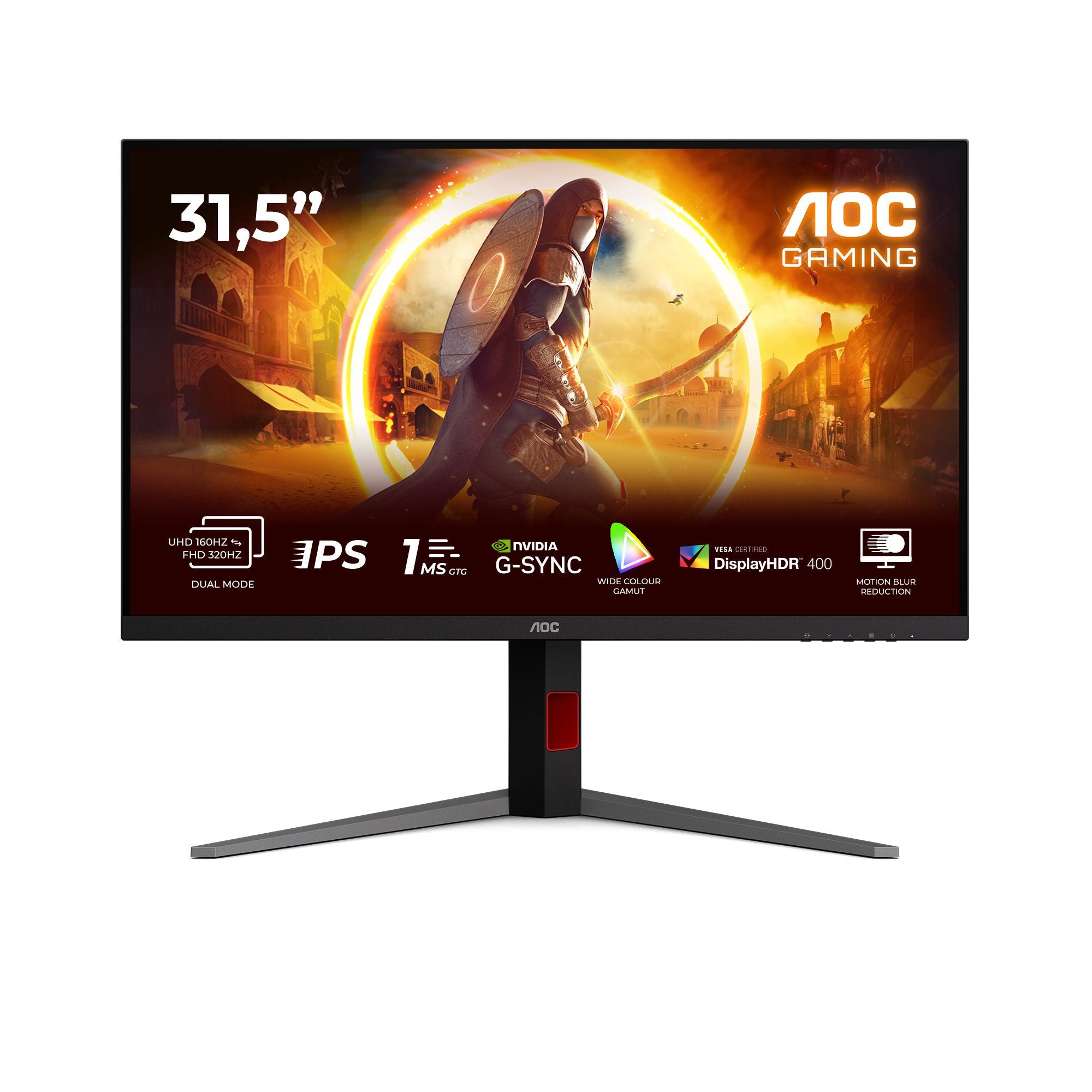 AOC U32G4U Ecran gaming 31.5p 3840x2160 16:9 Fast IPS 160Hz HAS 130mm HDMI x 2x 2.1 DP x 1x 1.4