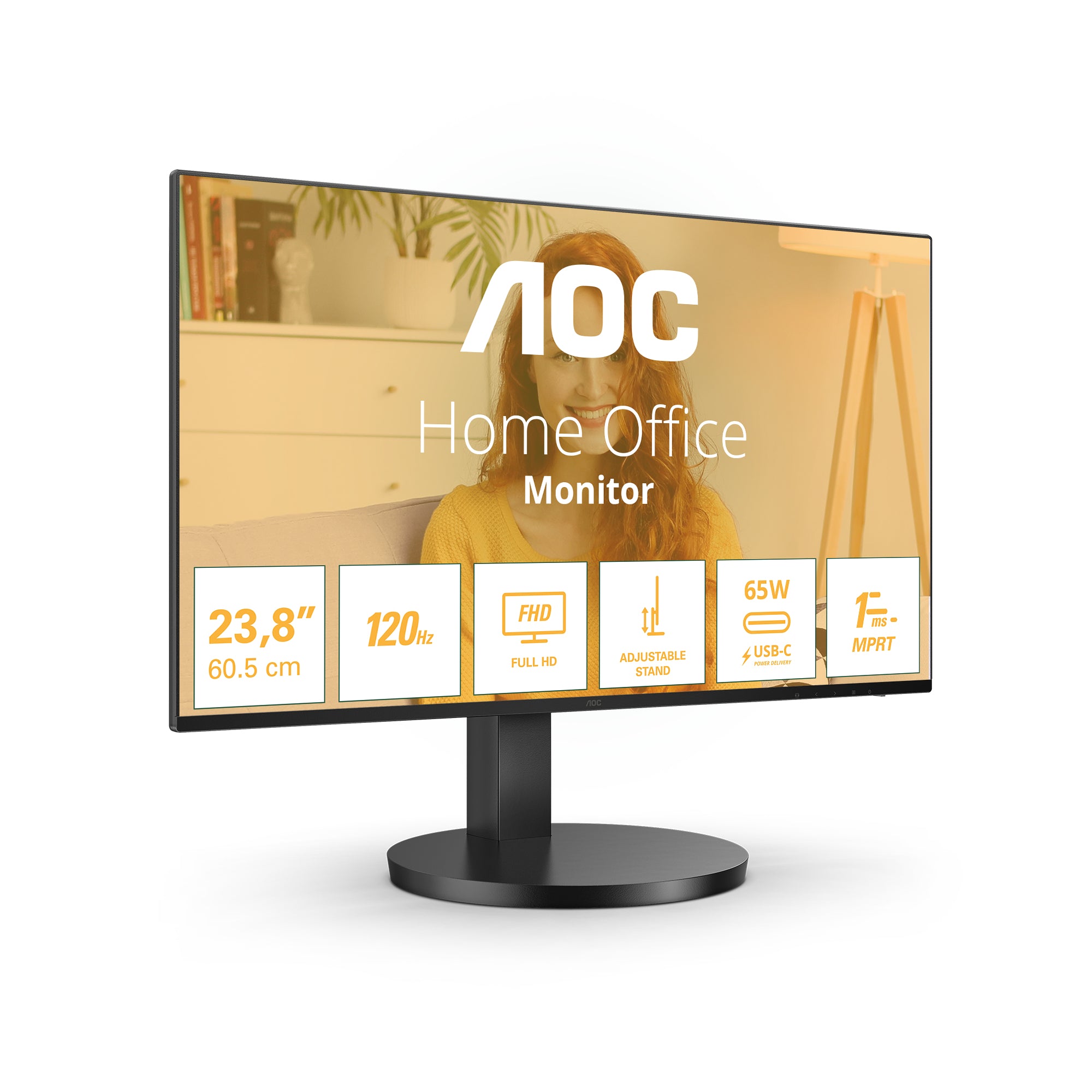 AOC 24B3CF2 - Écran 24" -1920 x 1080 Full HD (1080p) @ 100 Hz - IPS - 250 cd/m² - 1300:1 - 1 ms - HDMI, USB-C - haut-parleurs - noir