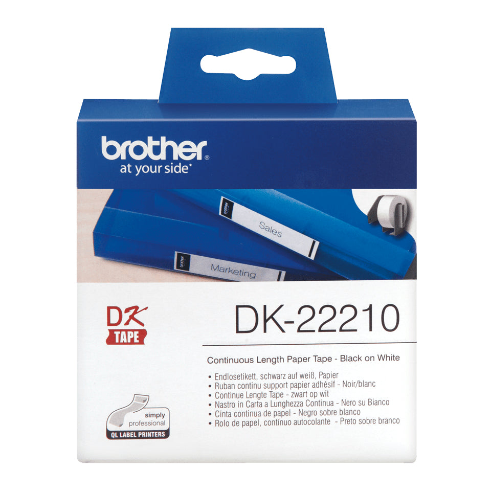 BROTHER Ruban continu Papier, Noir/Blanc, Largeur 29 mm