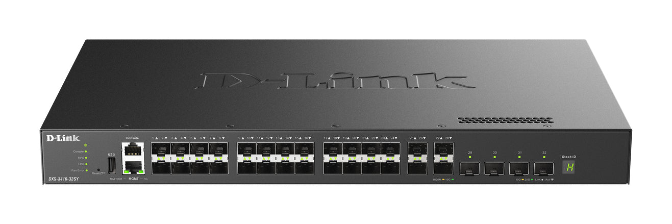 D-LINK DXS-3410-32SY/E 10G Layer 3 Stackable Managed Switch 28 x 10G SFP+ 4x 10/25G SFP28