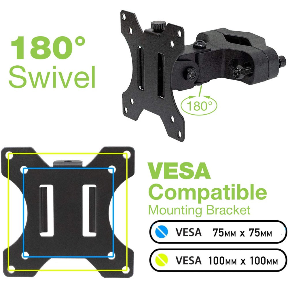 "Support de montage sur poteau TV Techly ICA-LCD 100BK 13-30"" pour installation de moniteur rotatif sur tuyau"