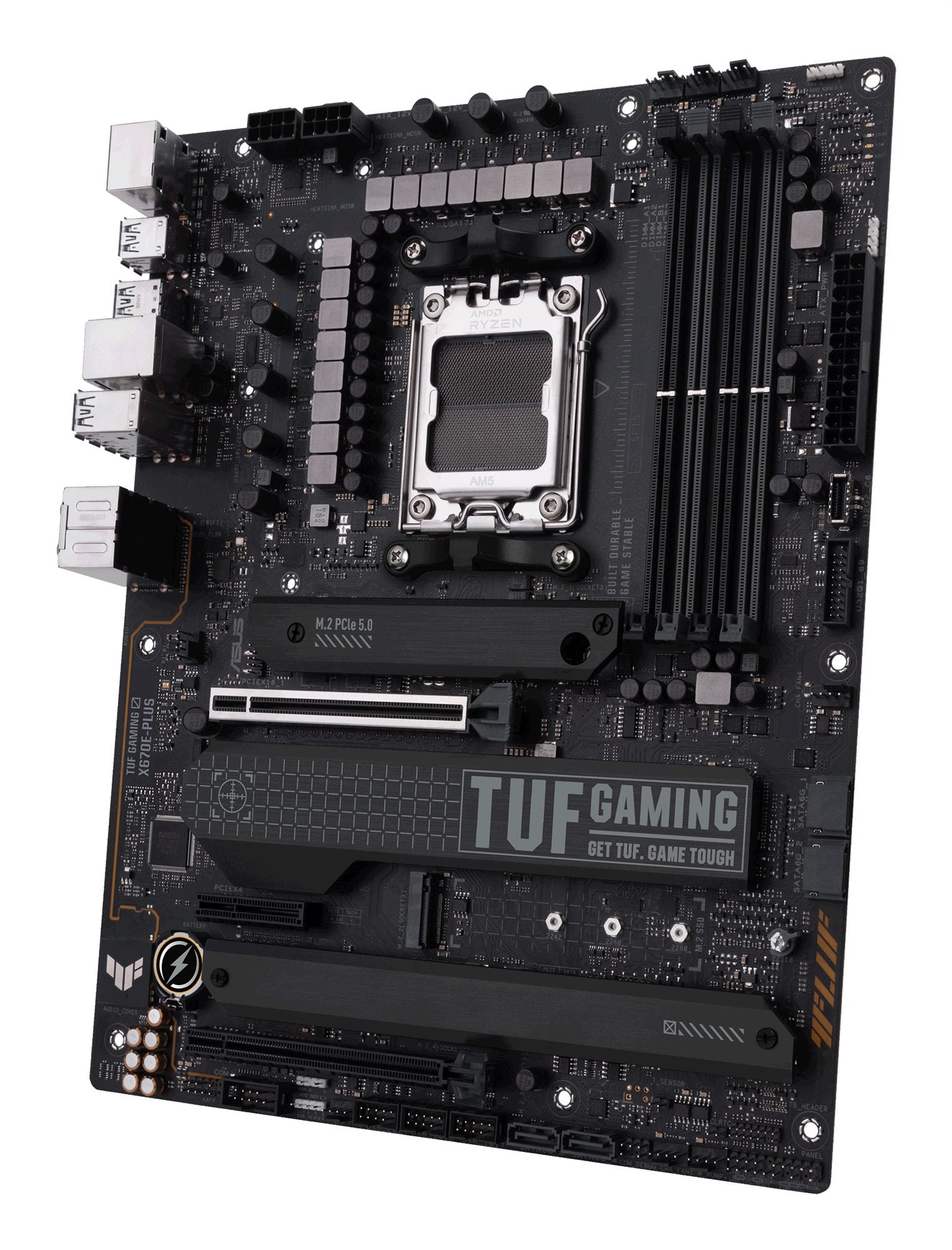 ASUS TUF GAMING X670E-PLUS AM5 Socket 4DDR5 PCIe 5.0 x16 HDMI 2.1 DP 1.4 4xSATA 6Gb/s ATX
