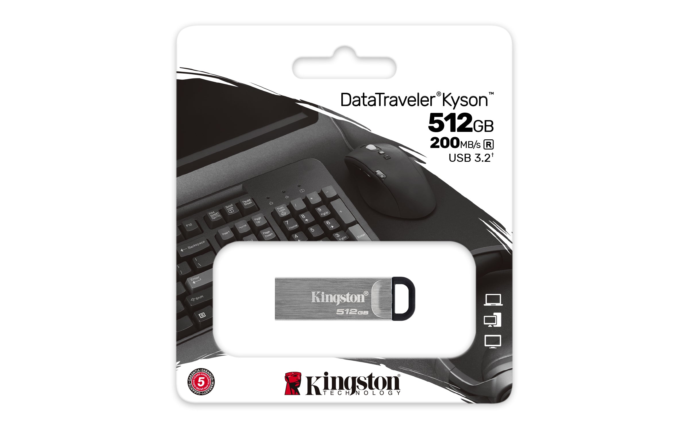 KINGSTON 512Go DataTraveler Kyson 200Mo/s Metal USB 3.2 Gen 1