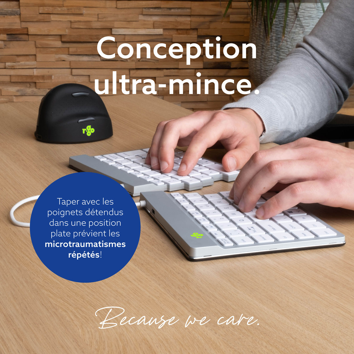 R-GO TOOLS Clavier ergo Split Break, divisé Bluetooth blanc