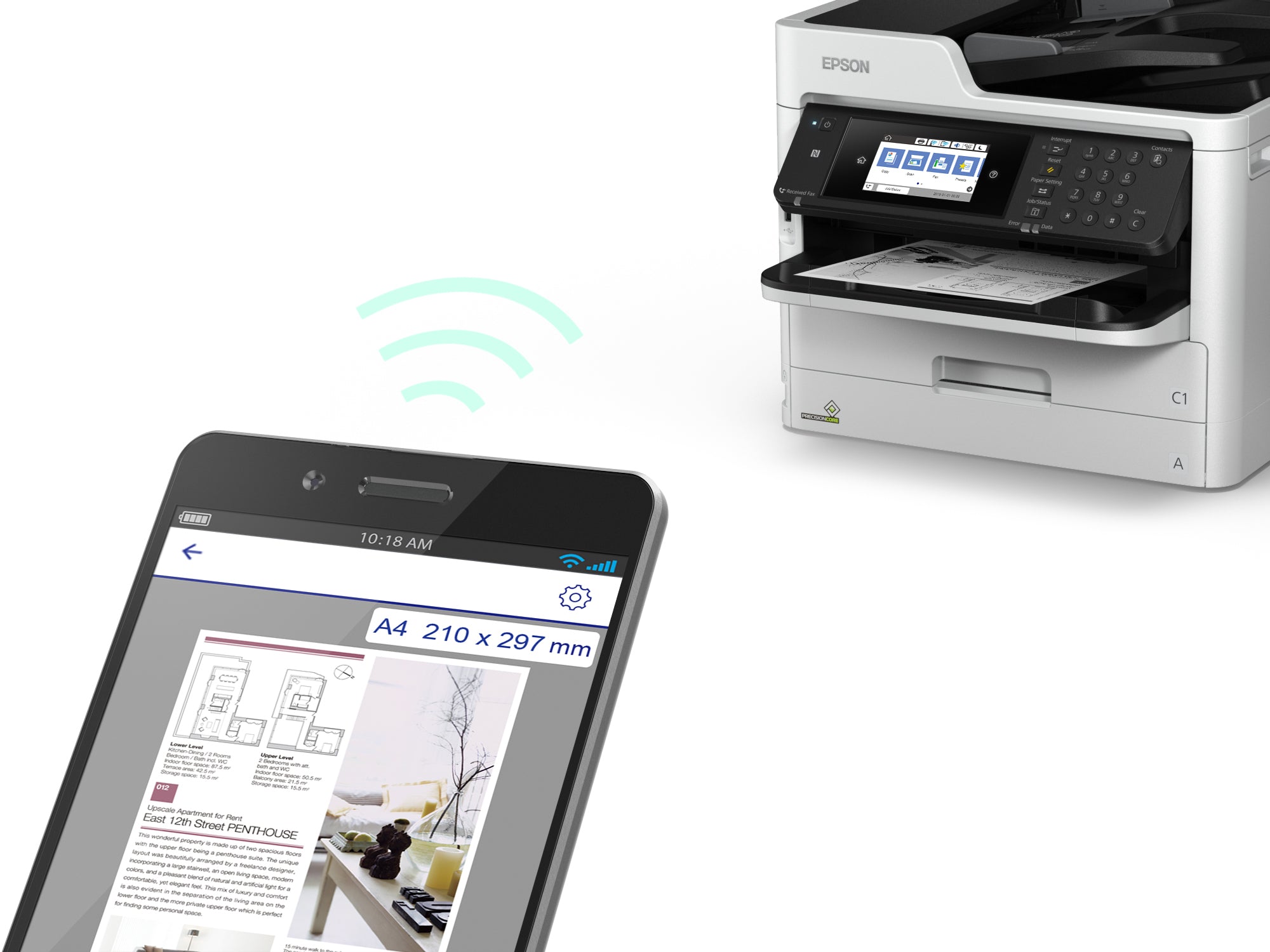 EPSON WorkForce Pro WF-M5799DWF MFP Mono inkjet A4 22ppm Copy 24ppm Print 330sheets USB LAN Wi-Fi NFC USB