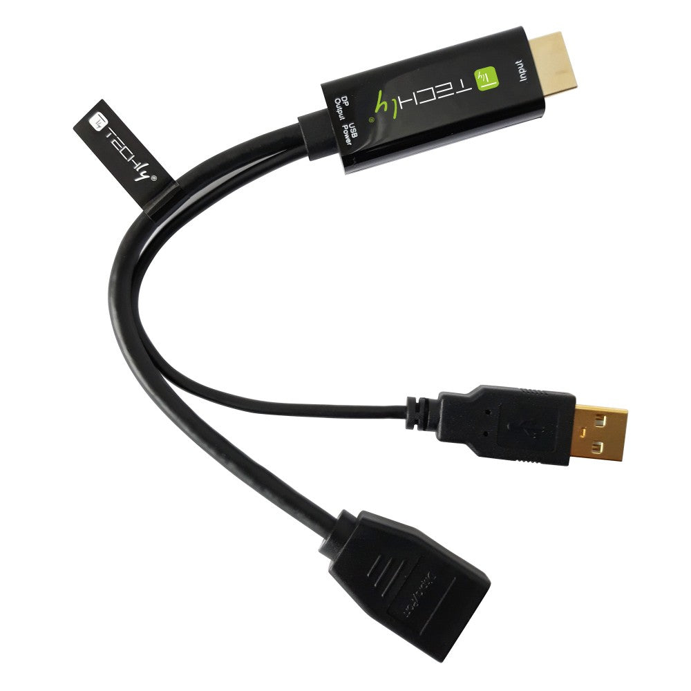 Techly ICOC HDMI-DP12A Adaptateur HDMI vers DisplayPort alimenté par USB 4K*30Hz M/F