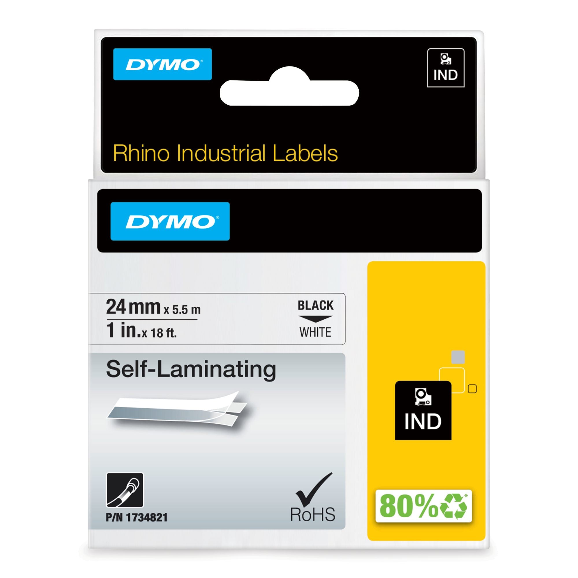 RUBAN DYMO 24MM VINYL NOIR SUR BLANC POUR RHINO 6000