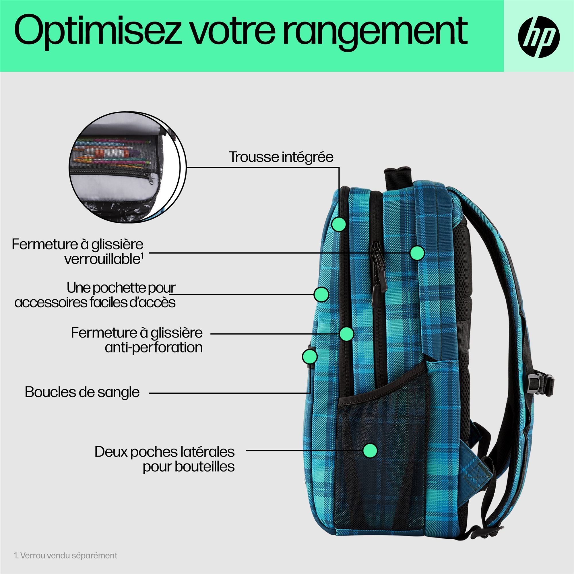 HP Campus XL Tartan plaid Backpack