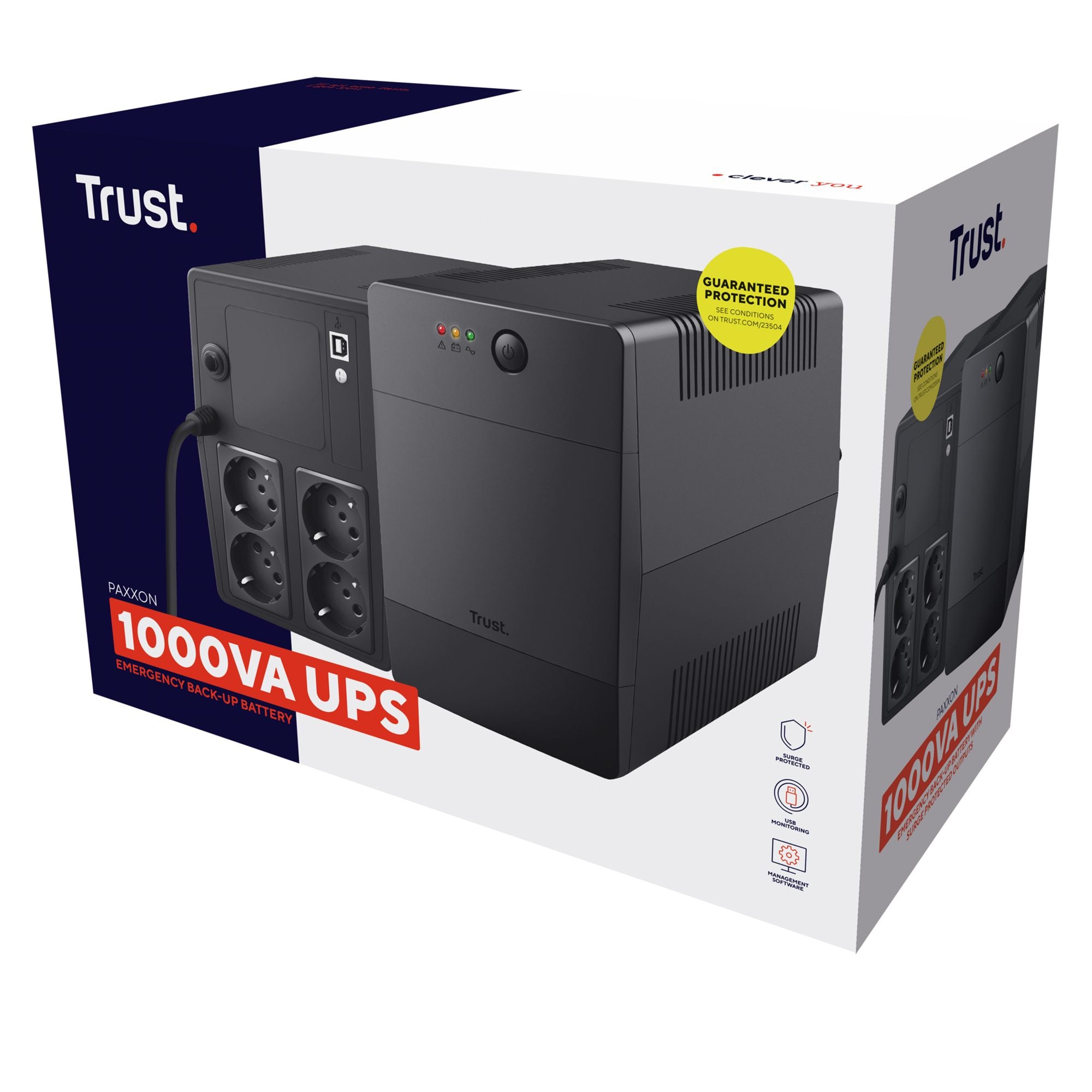 TRUST Onduleur PAXXON 1000 VA avec 4 prises