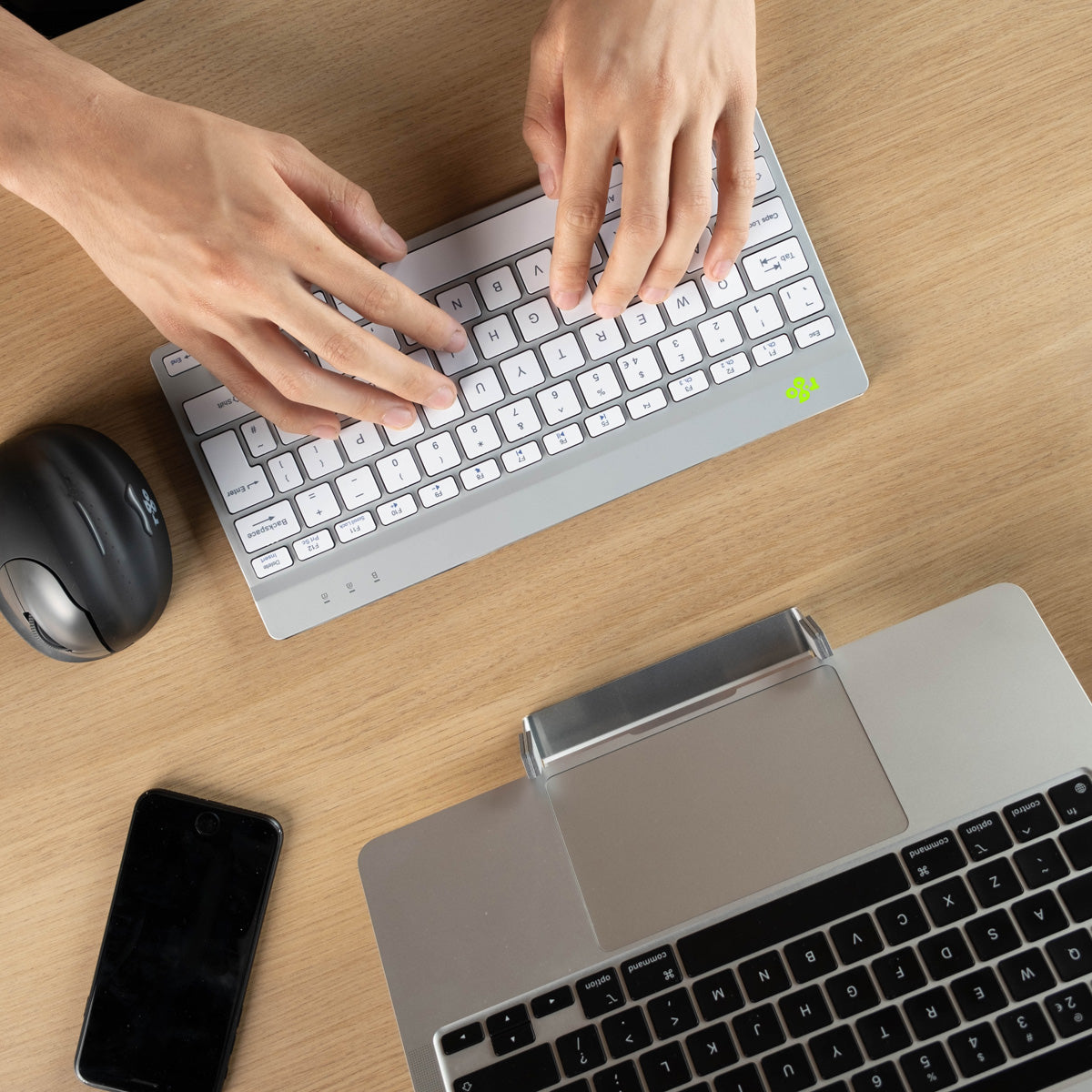 R-GO TOOLS Clavier Ergo Compact Break, Bluetooth blanc/arg