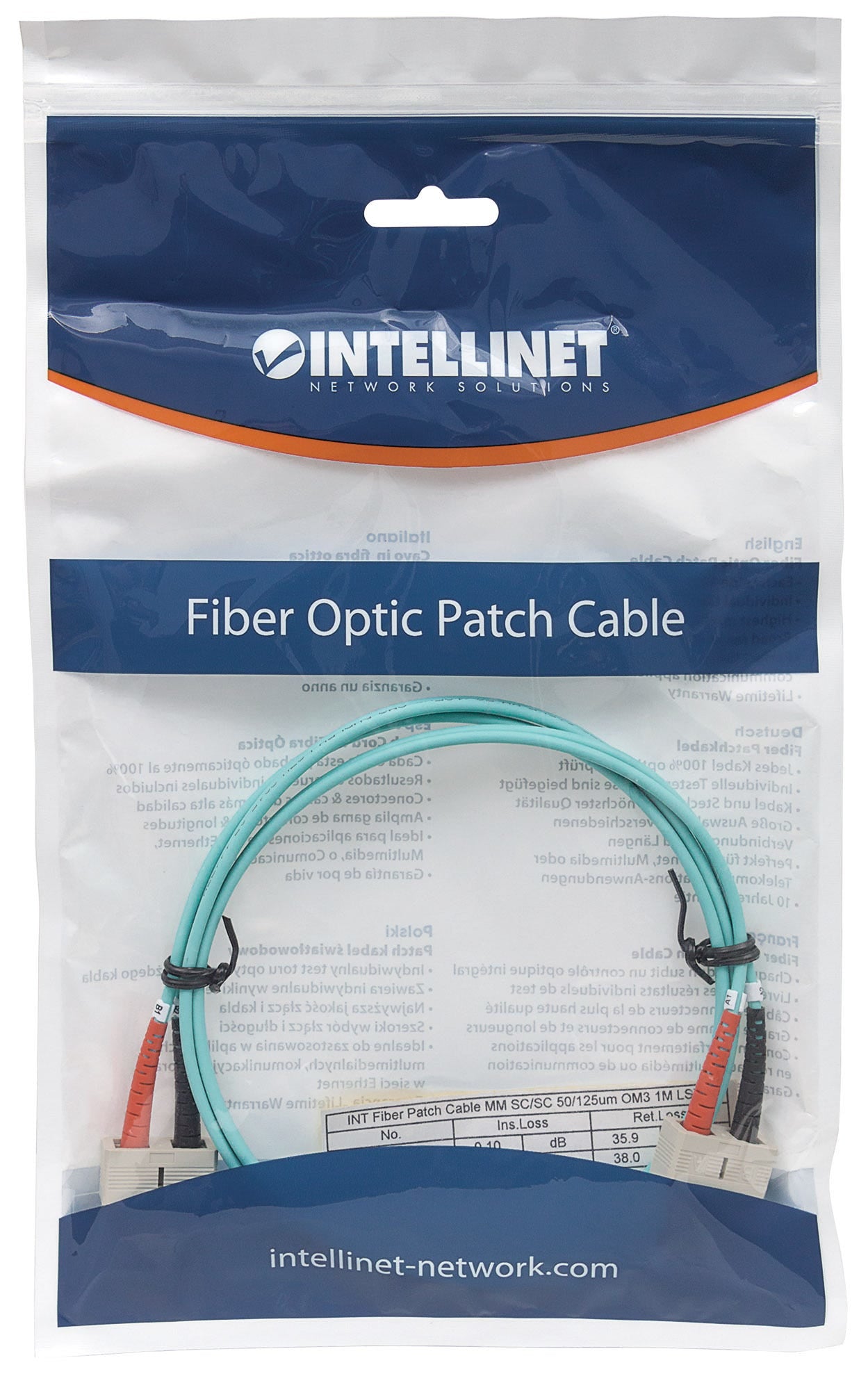 Intellinet 750837 câble de fibre optique 2 m SC OM3 Couleur aqua