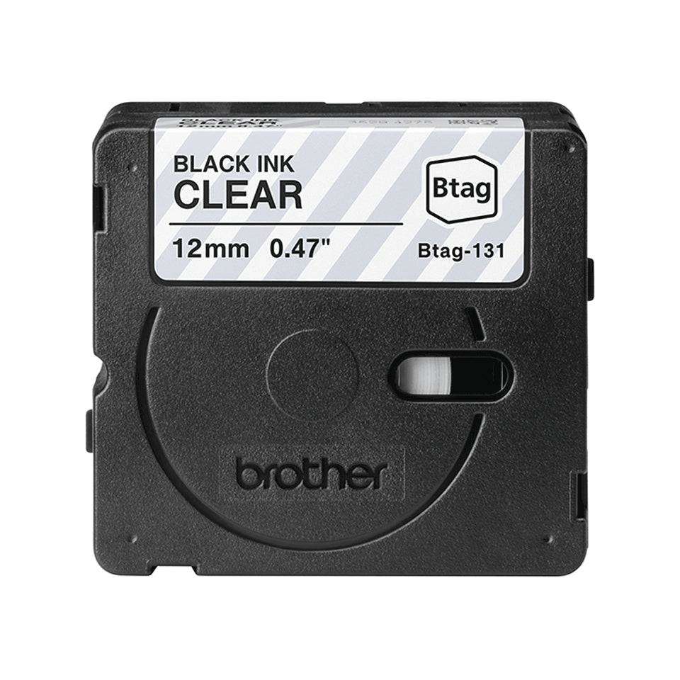 BROTHER 12MM BTAG131 Tape Black on Transparent