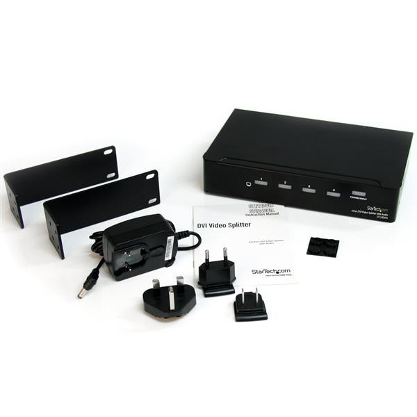 4 Port DVI Video Splitter with Audio