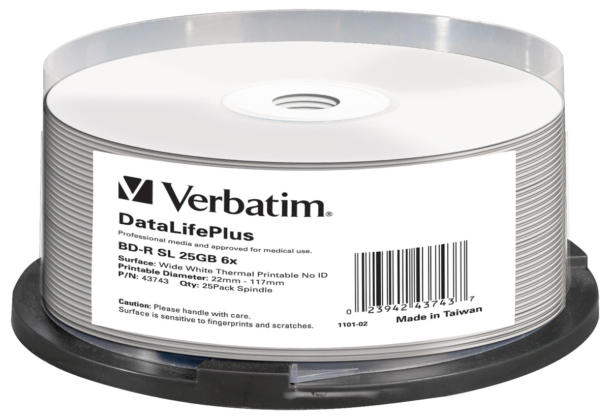 BD-R/25GB 6xspd SL wide therm Spindle 25