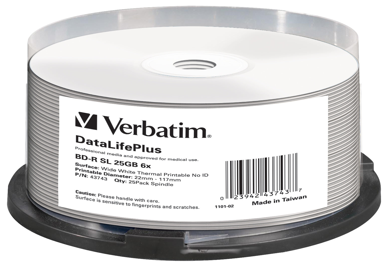 BD-R/25GB 6xspd SL wide therm Spindle 25