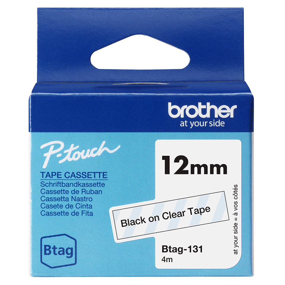 BROTHER 12MM BTAG131 Tape Black on Transparent