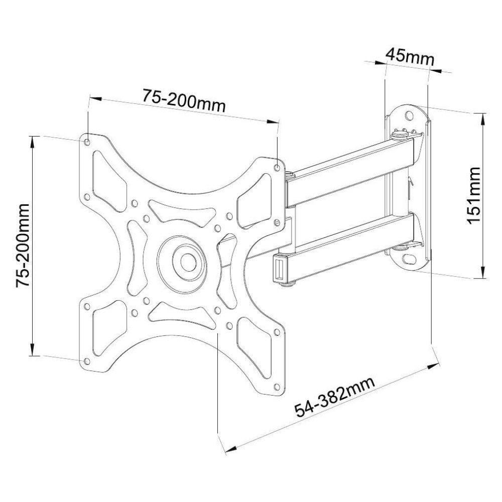 "Techly ICA-LCD 2923B Support mural pour TV 19-37"" LED/LCD 25kg pivotant inclinable"