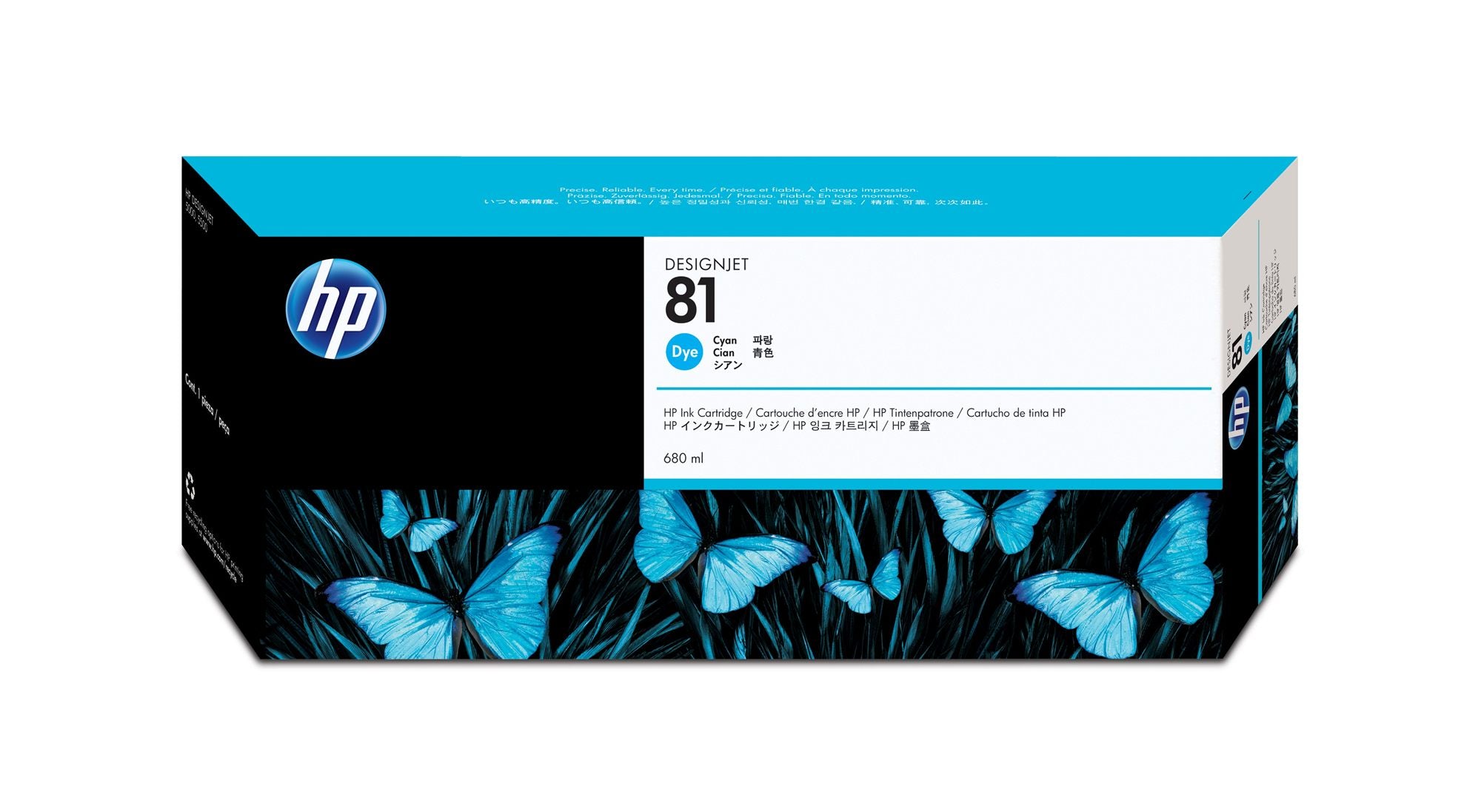 HP 81 original dye Ink cartridge C4931A cyan standard capacity 680ml 1-pack