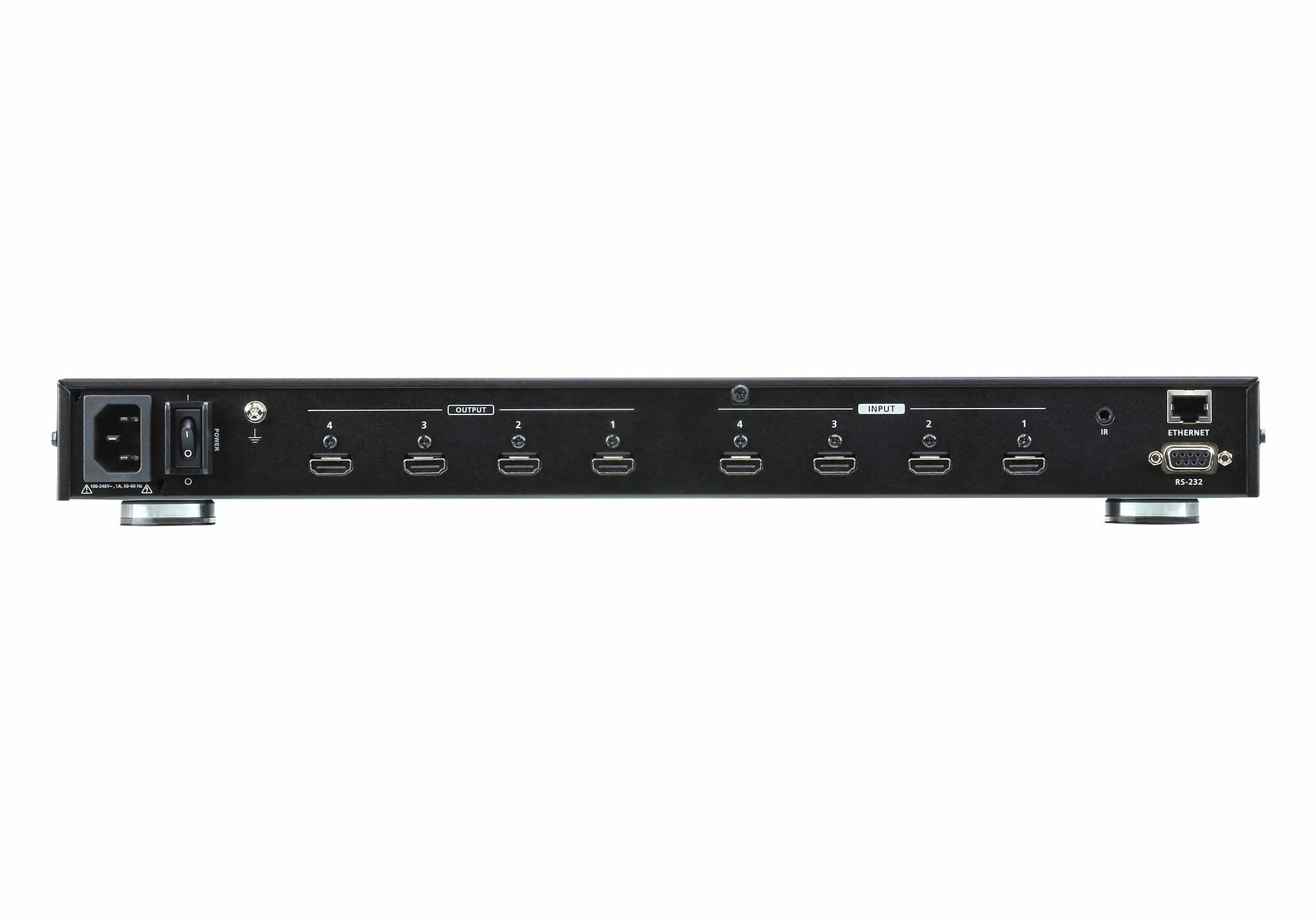 Commutateur matriciel HDMI True 4K 4 x 4 - Commutateur de matrice AV - 18 Gbit/s - 600 MHz - 4096 x 2160 pixels - Noir - Métal