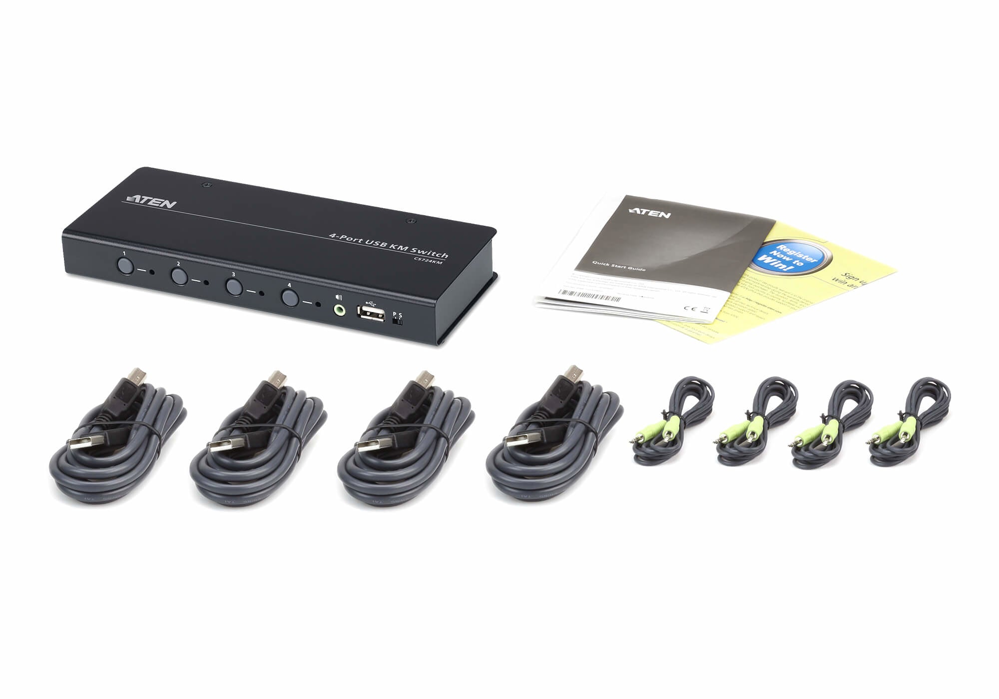 ATEN CS724KM-AT commutateur écran, clavier et souris Noir