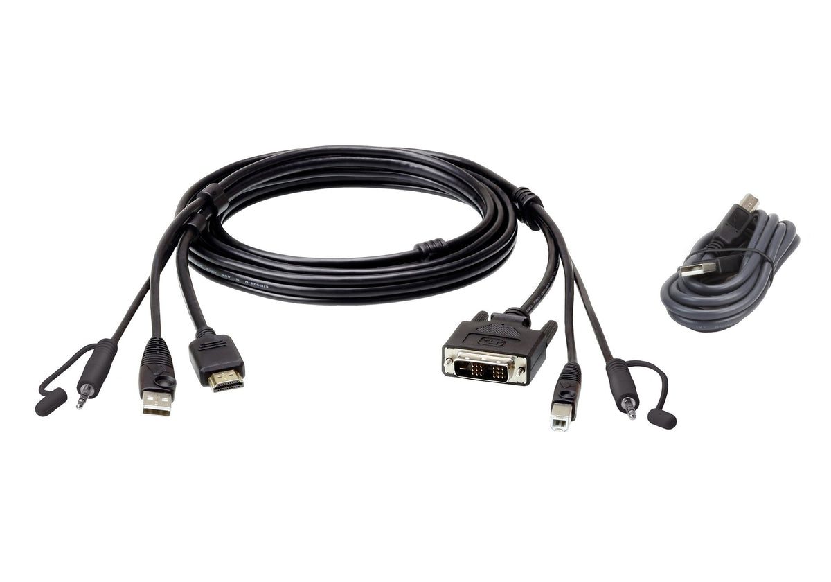 ATEN Câble KVM USB HDMI a DVI-D 1,8 m avec audio - 1,8 m - Noir - HDMI Type A (Standard) - DVI-D - Mâle - Mâle