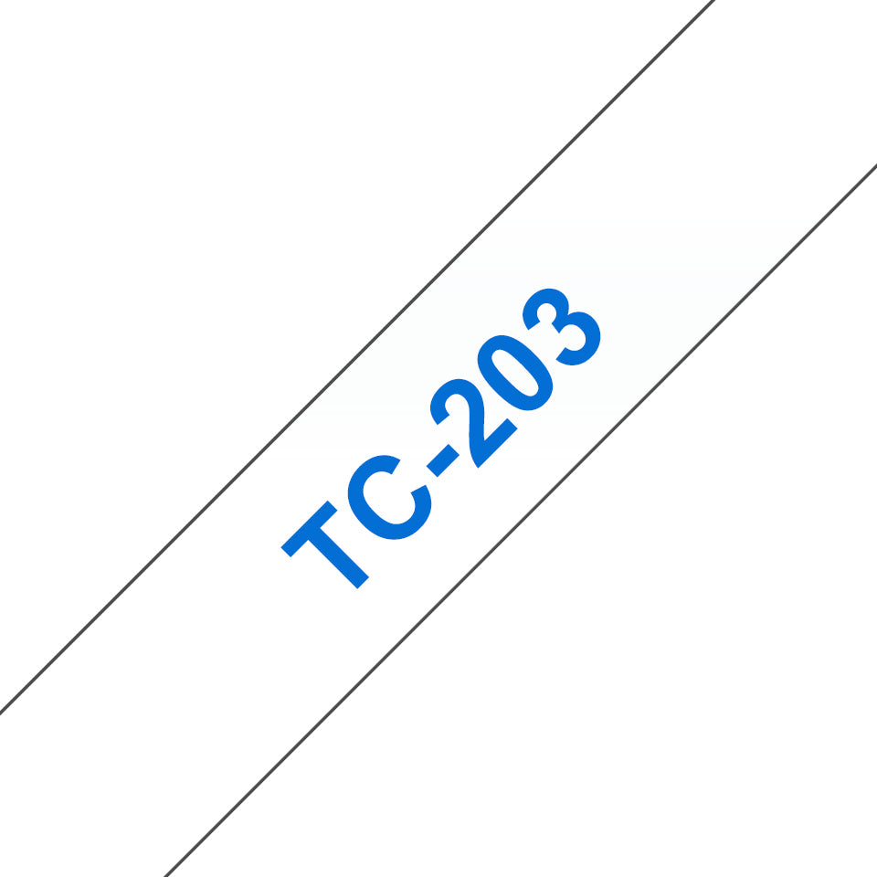 BROTHER P-TOUCH TC-203 bleu sur blanc 12mm