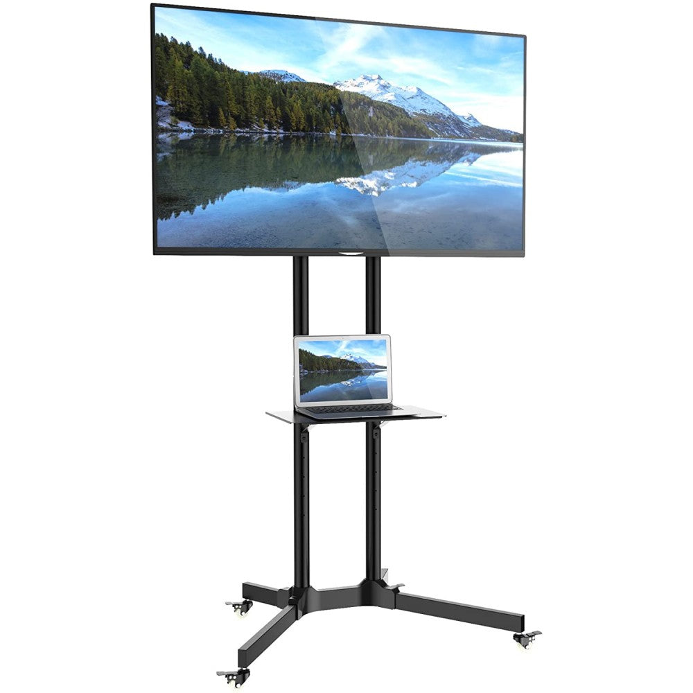 "Techly ICA-TR6 Support TV mobile 30-65"" jusqu'a 60kg étagere AV réglable"