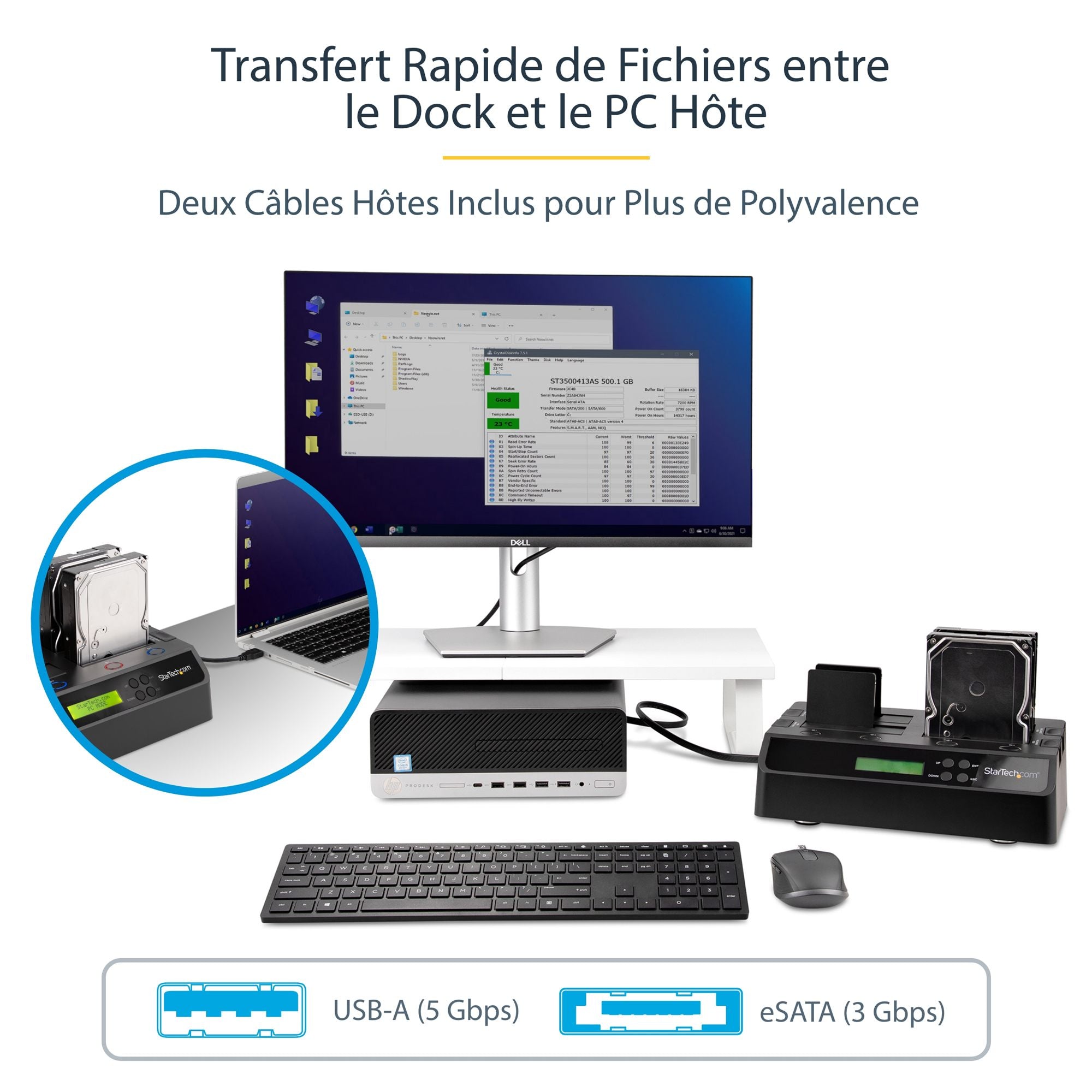 USB 3 eSATA SATA 1:3 HDD Duplicator Dock