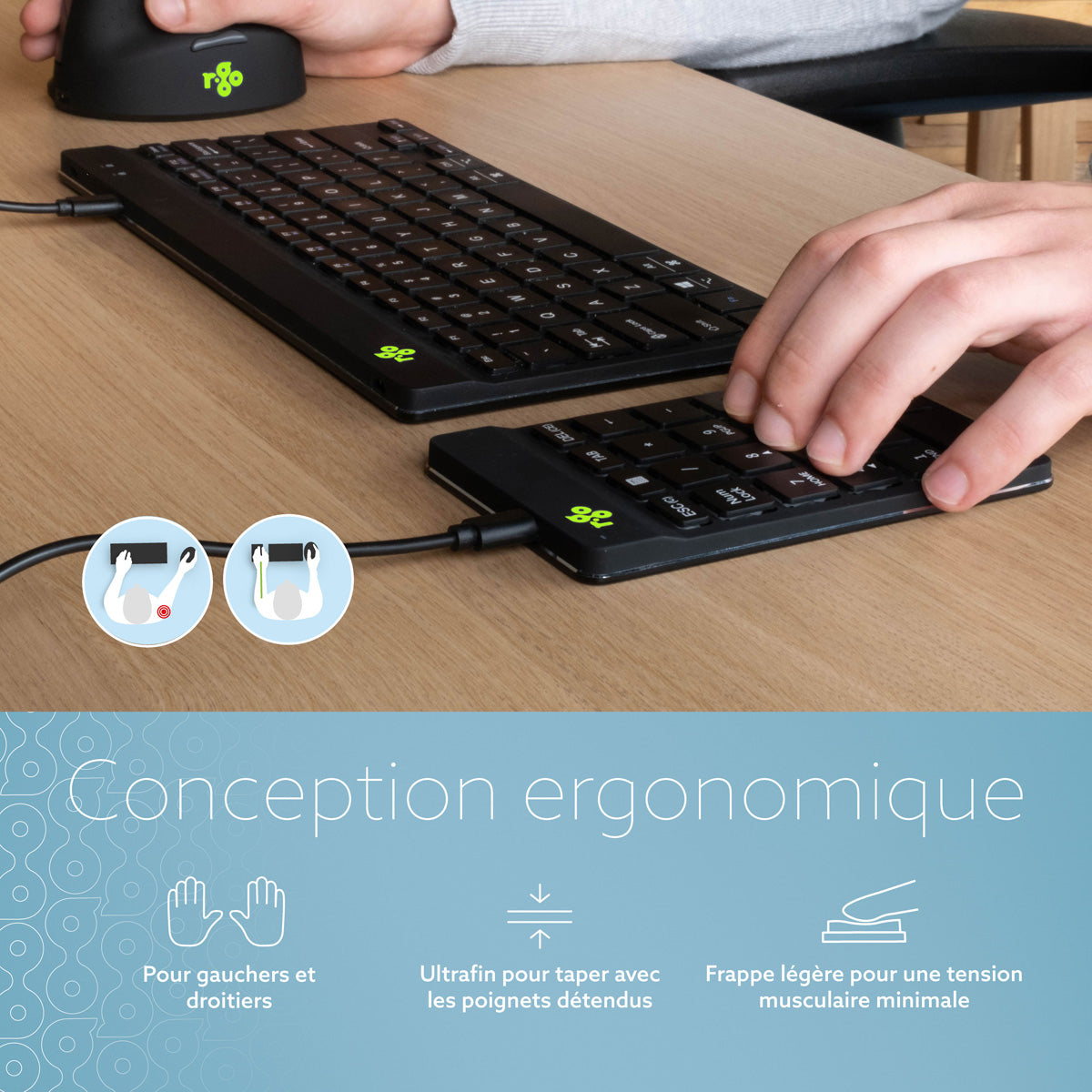 R-GO TOOLS Pavé numérique Numpad Break, filaire noir