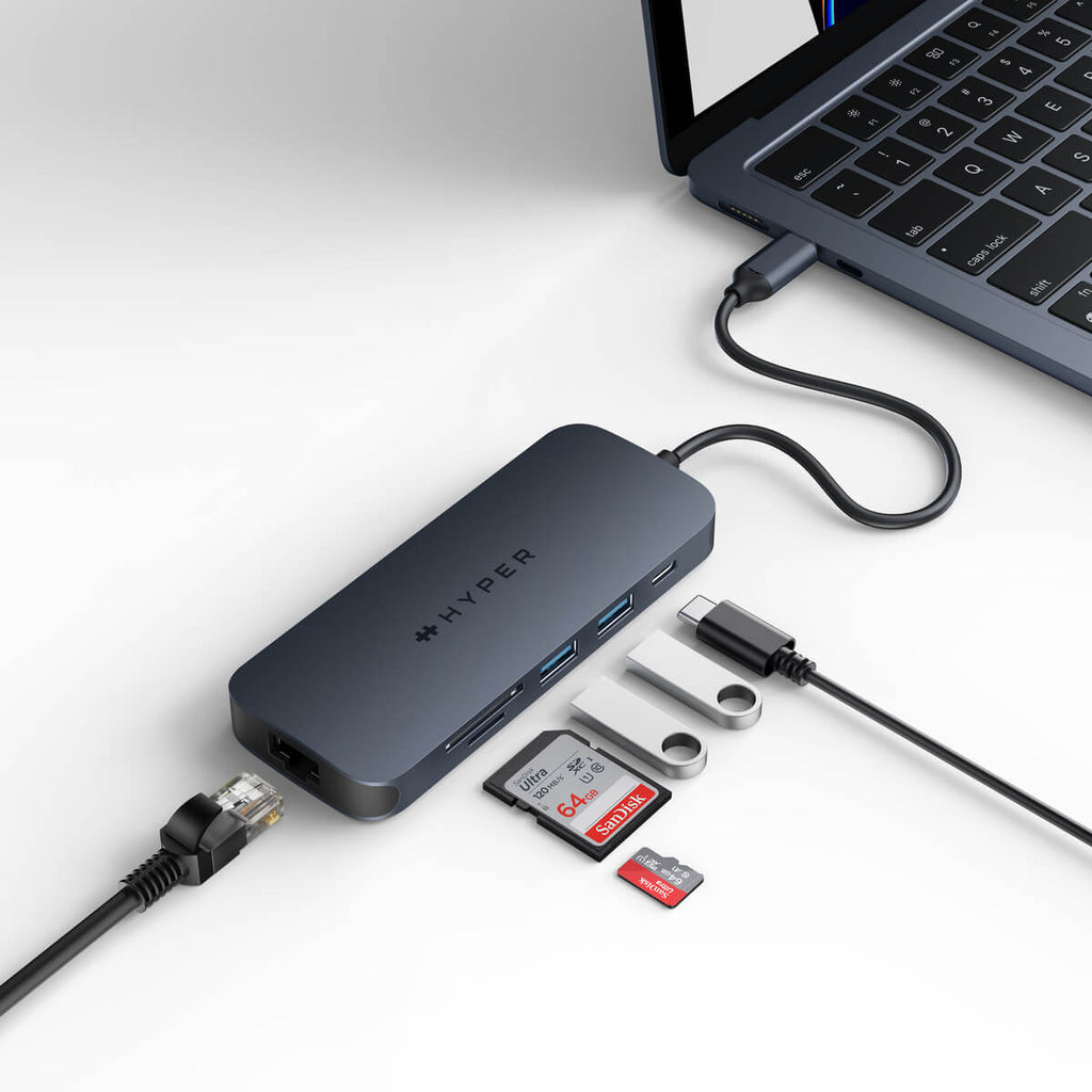 TARGUS HyperDrive EcoSmart Gen.2 Universal USB-C 8-in-1 Hub w 140 W PD3.1 Power Pass-thru