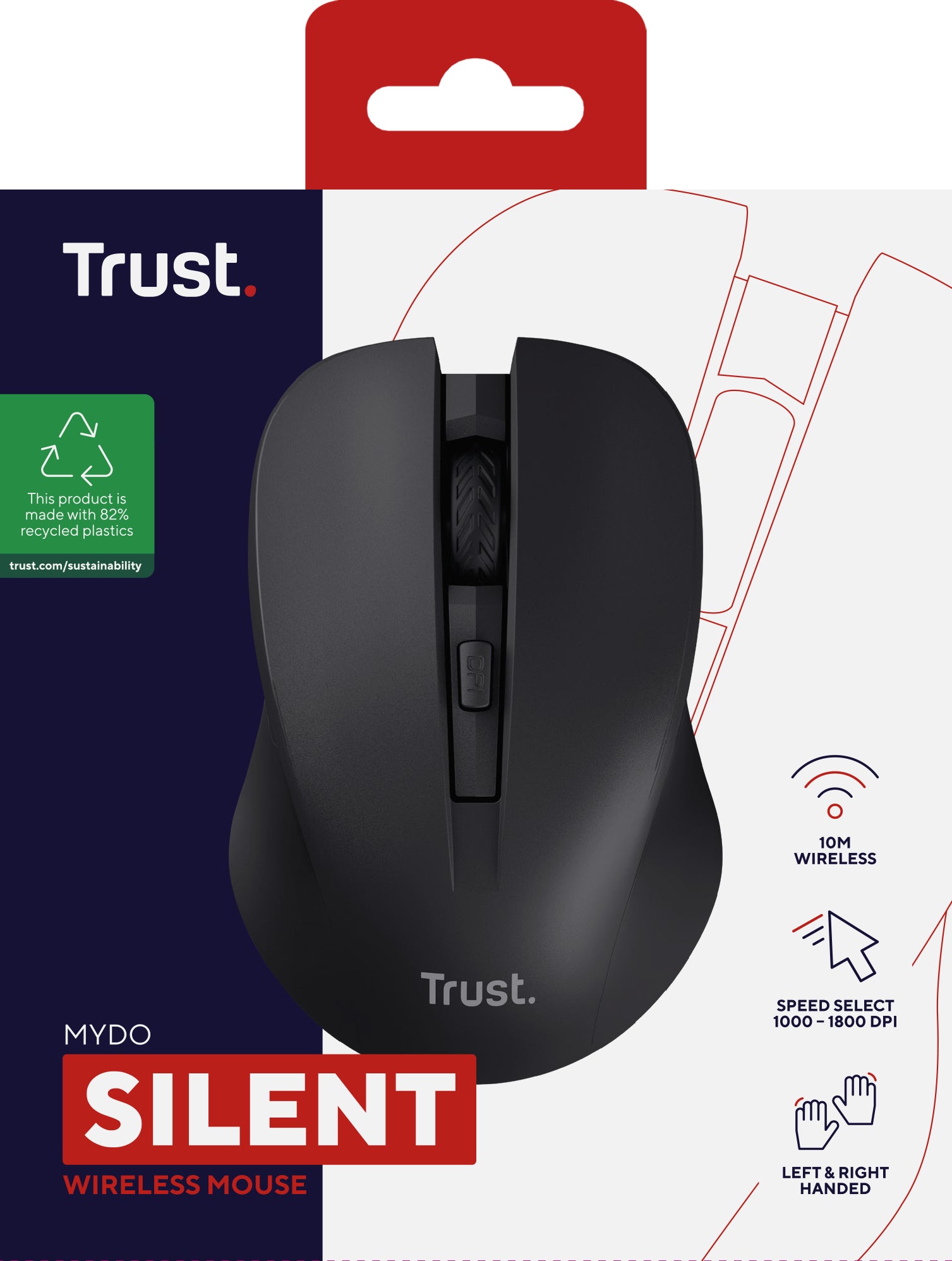 TRUST Souris sans fil silencieuse MYDO SILENT Noire - ECO