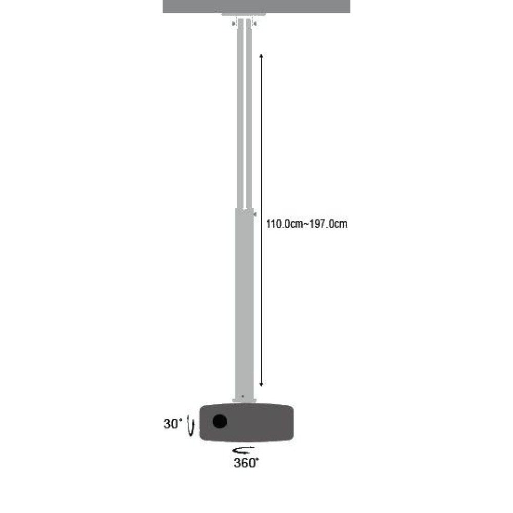 Support de projecteur Techly ICA-PM 104XL a montage au plafond 110-197cm rotatif argenté