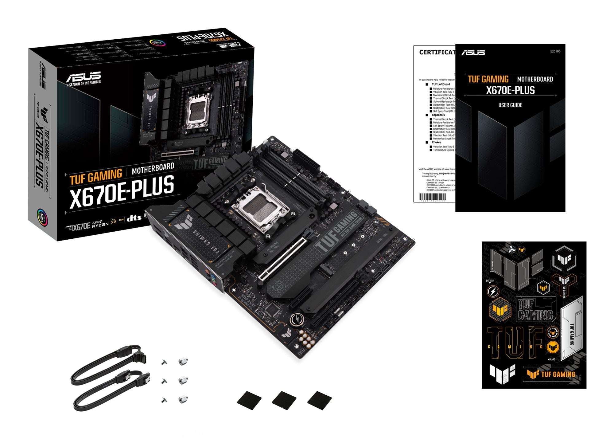 ASUS TUF GAMING X670E-PLUS AM5 Socket 4DDR5 PCIe 5.0 x16 HDMI 2.1 DP 1.4 4xSATA 6Gb/s ATX