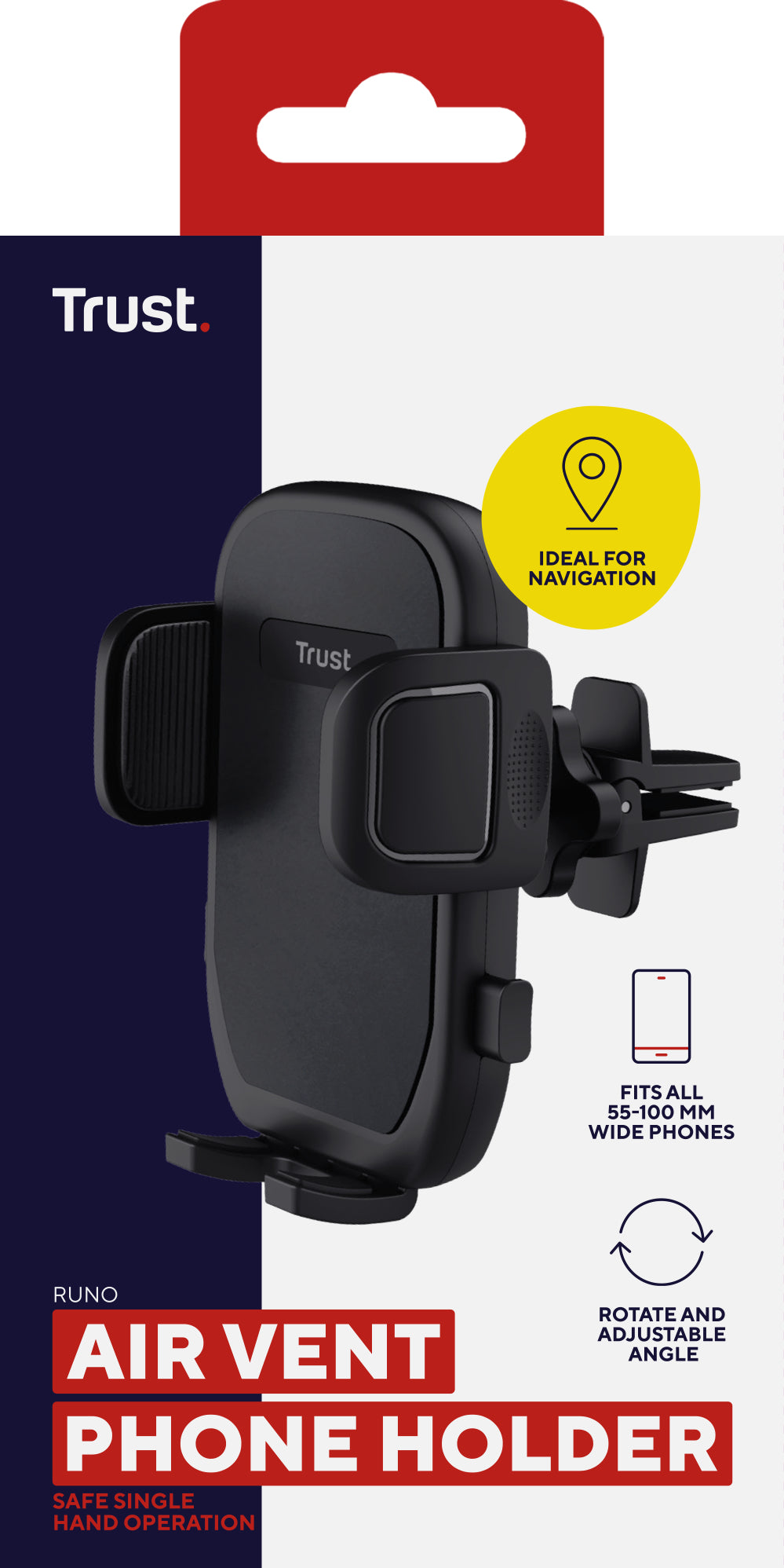 TRUST Support pour téléphone RUNO avec monture pour grille daération