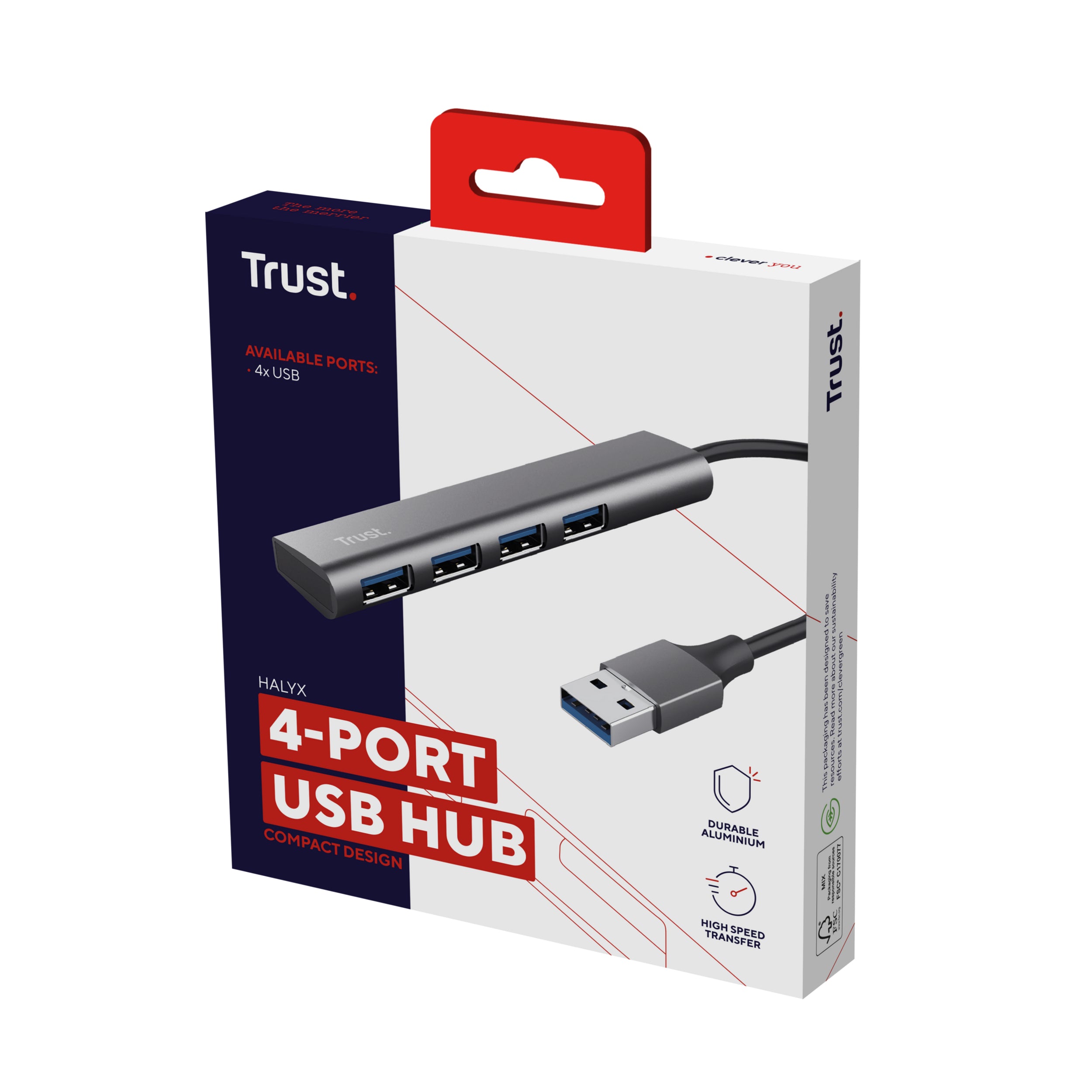 TRUST Hub USB-A HALYX 4 ports USB 3.2