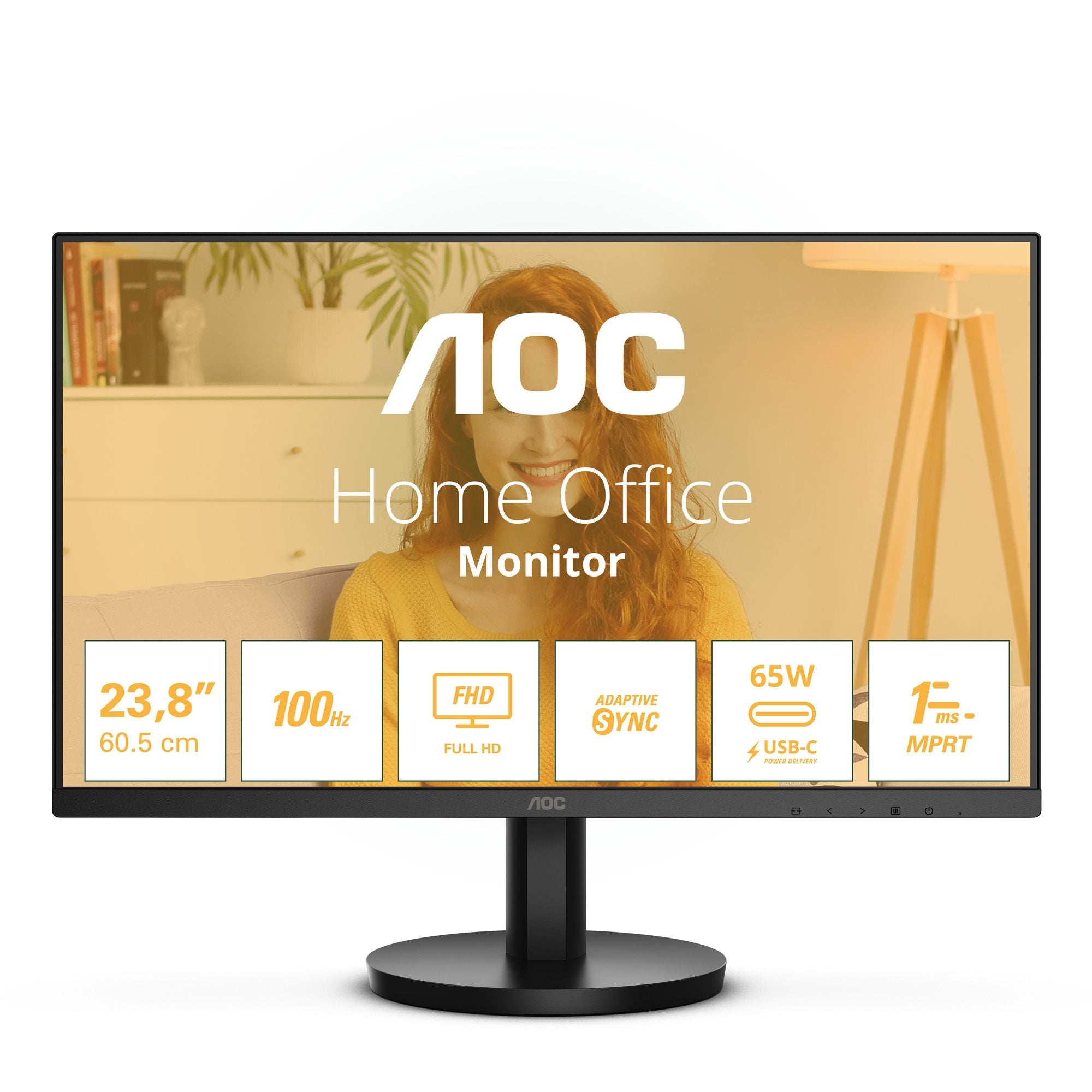 AOC 24B3CA2 Ecran 24''- 1920 x 1080 Full HD (1080p) @ 100 Hz - IPS - 250 cd/m² - 1300:1 - 4 ms - HDMI, USB-C - haut-parleurs