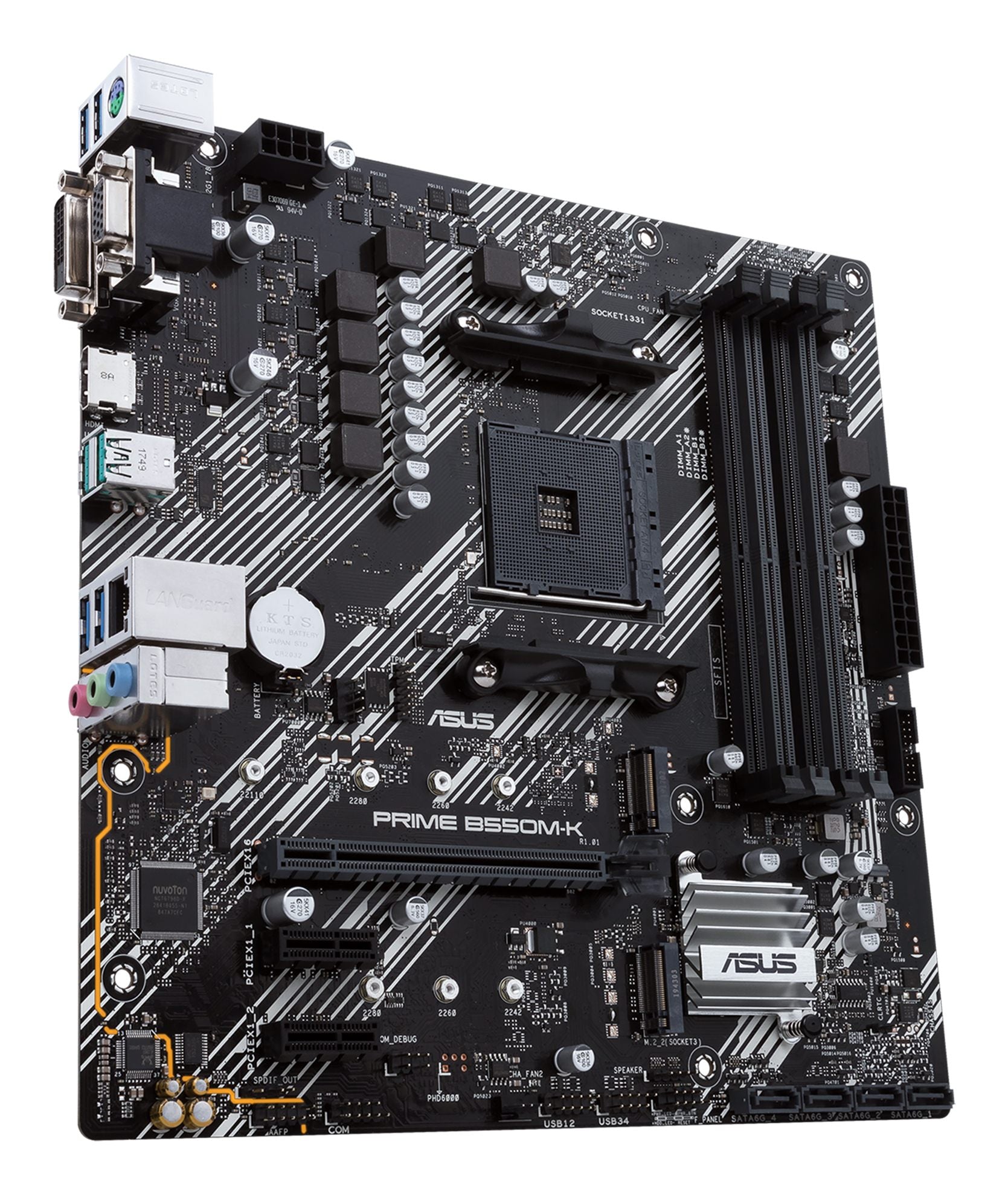 ASUS PRIME B550M-K mATX MB dual M.2 PCIe 4.0 1Gb Ethernet HDMI/D-Sub/DVI SATA 6Gbps USB3.2 Gen 2 Type-A