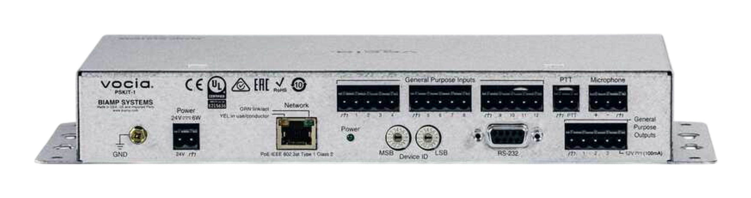 Biamp Vocia - Paging station kit with onboard DSP, memory and up to 999 stored user-configurable page codes.